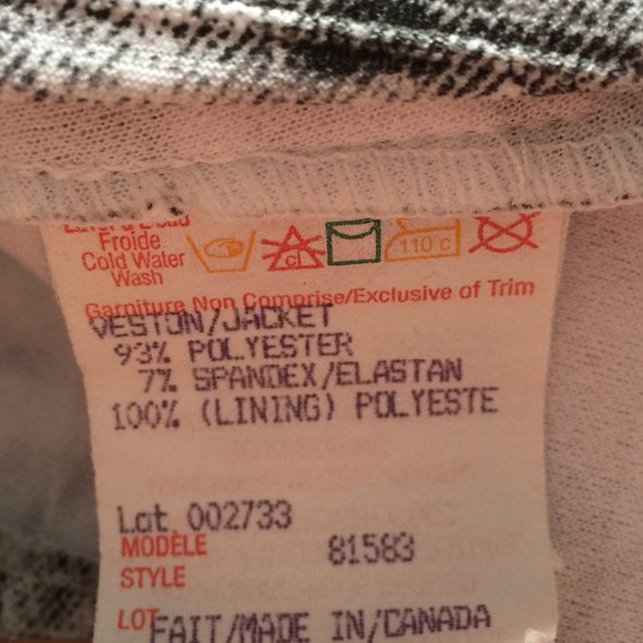 Joseph Ribkoff Womens Full Zip Jacket Sz 8 Black White Striped Long Sleeve Lined - Picture 5 of 7